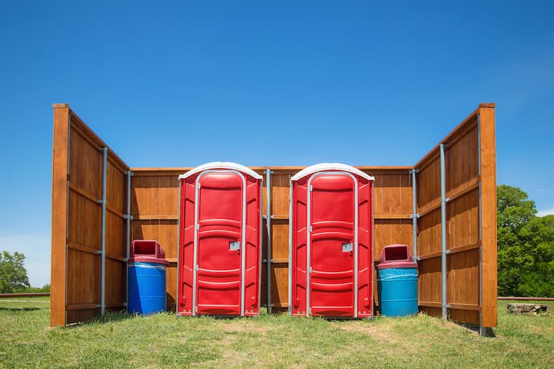 Short-term porta potty units staged for delivery in Puyallup, Washington